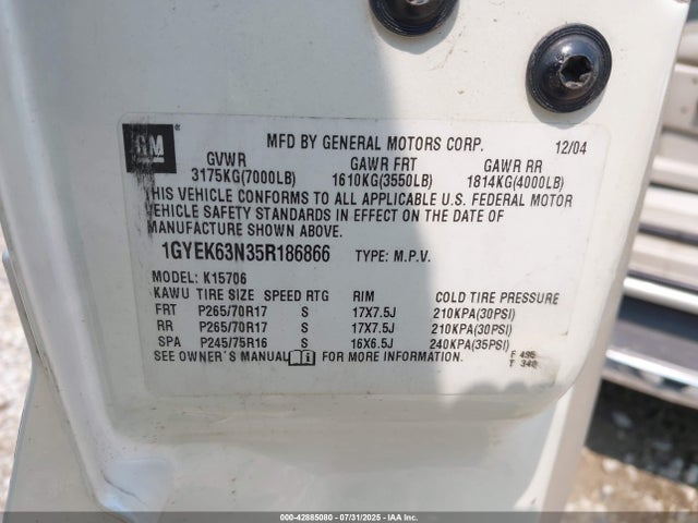 2005 CADILLAC ESCALADE 1GYEK63N35R186866 Photo 8