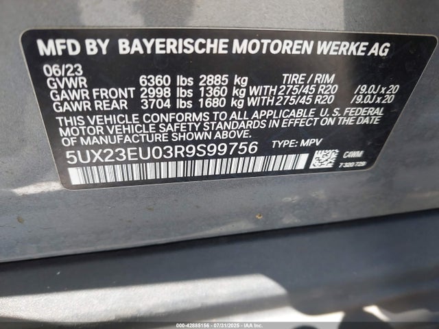 5UX23EU03R9S99756 BMW 2024