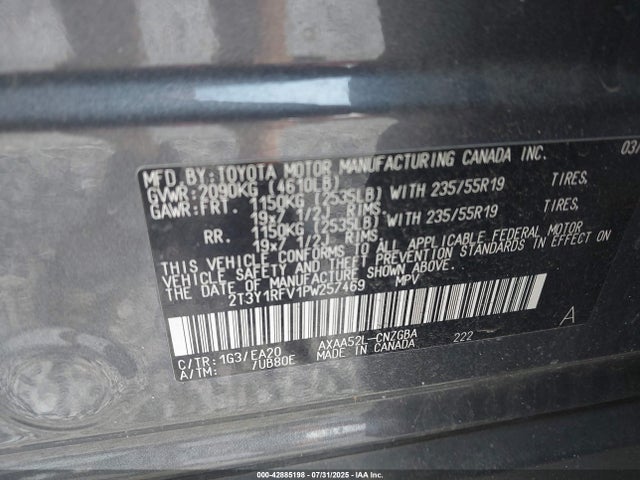 2T3Y1RFV1PW257469 Toyota a25a-fks