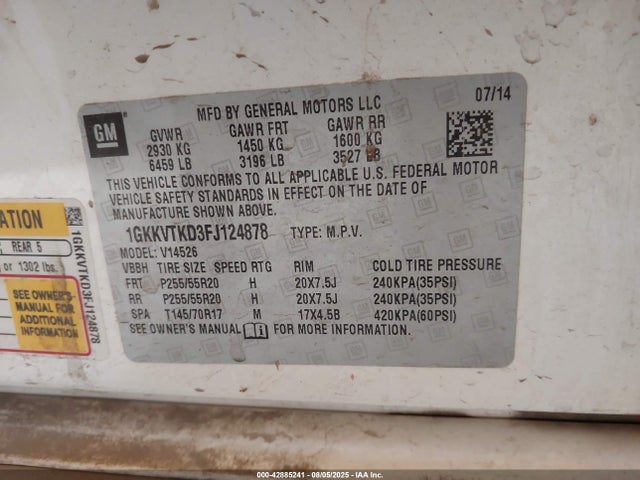 GMC llt 2015 1GKKVTKD3FJ124878 Image 9