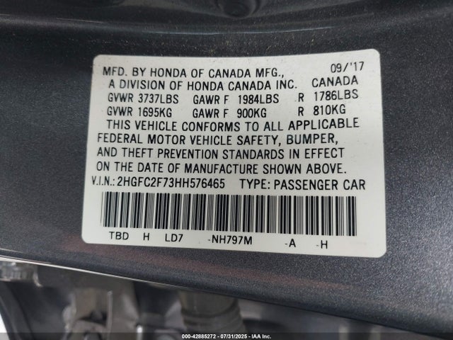 Honda k20c2 2017 2HGFC2F73HH576465 Image 9