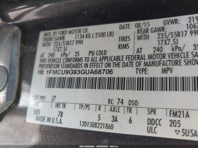 1FMCU9G93GUA68706 Ford 2016