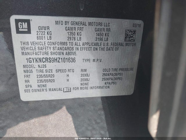 2017 CADILLAC XT5 1GYKNCRS9HZ101636 Photo 8