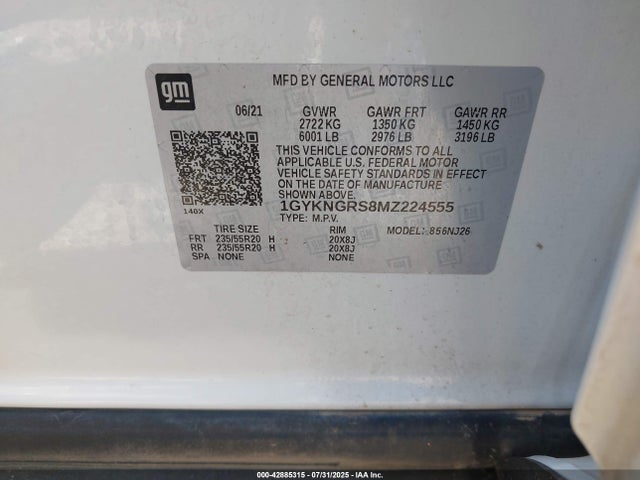 2021 CADILLAC XT5 1GYKNGRS8MZ224555 Photo 8