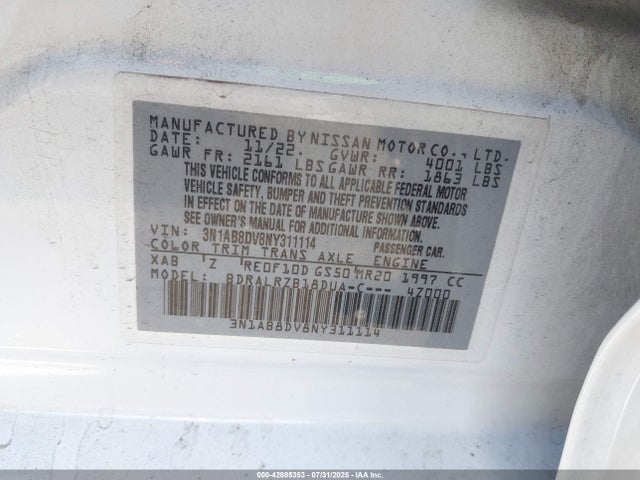 Nissan 2022 2022 3N1AB8DV8NY311114 Image 9