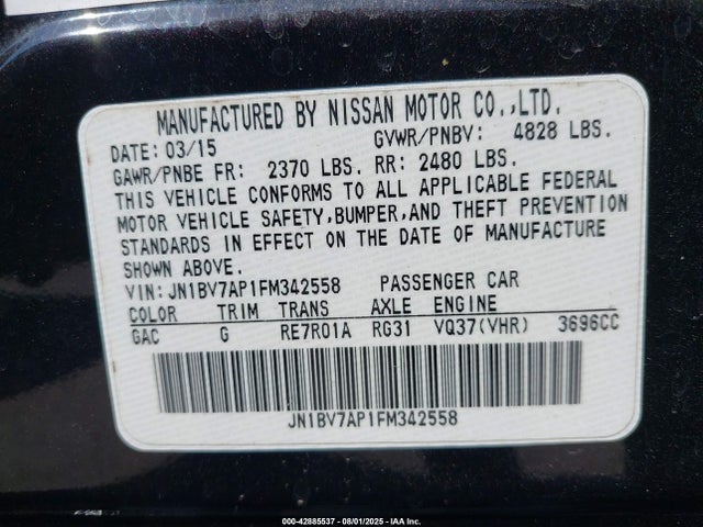 Infiniti Q50 2015 JN1BV7AP1FM342558 Image 9