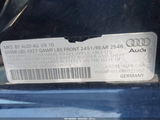 2011 AUDI A4 WAUBFAFL8BN021552 Photo 8