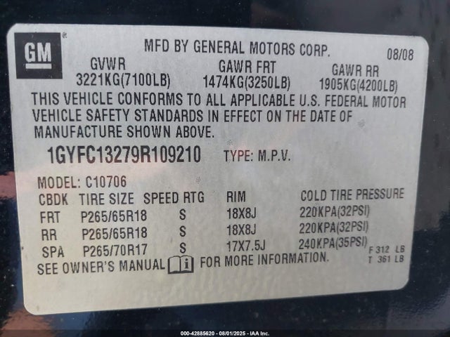 2009 CADILLAC ESCALADE 1GYFC13279R109210 Photo 8