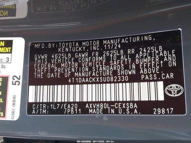 Toyota a25a-fxs 2025 4T1DAACKXSU082330 Image 9