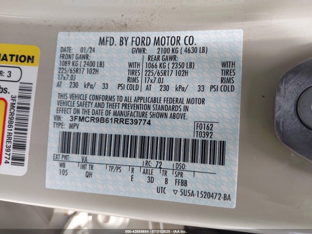 3FMCR9B61RRE39774 Ford dragon