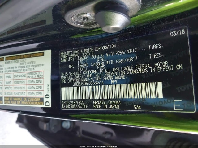 JTEBU5JR6J5568616 Toyota 1gr-fe