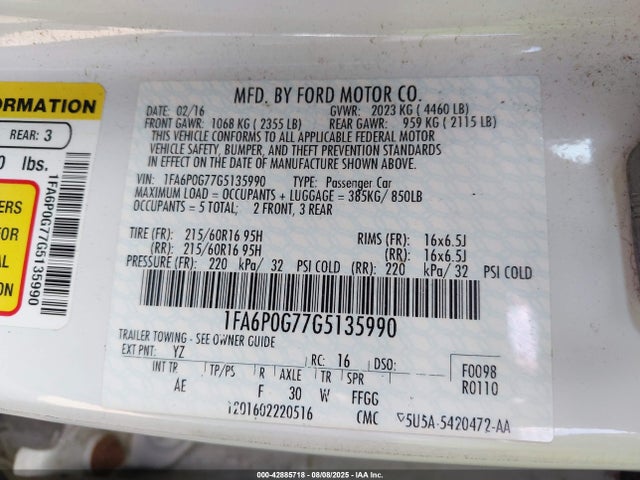 Ford 2016 2016 1FA6P0G77G5135990 Image 9