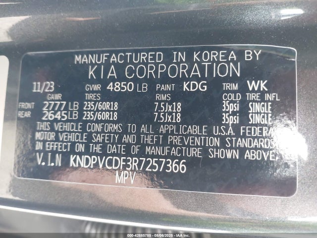 KNDPVCDF3R7257366 KIA gdi theta iii