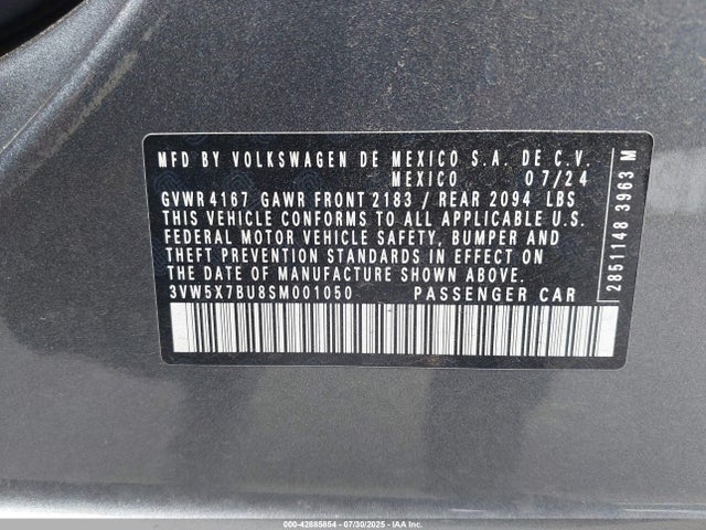 3VW5X7BU8SM001050 Volkswagen tsi