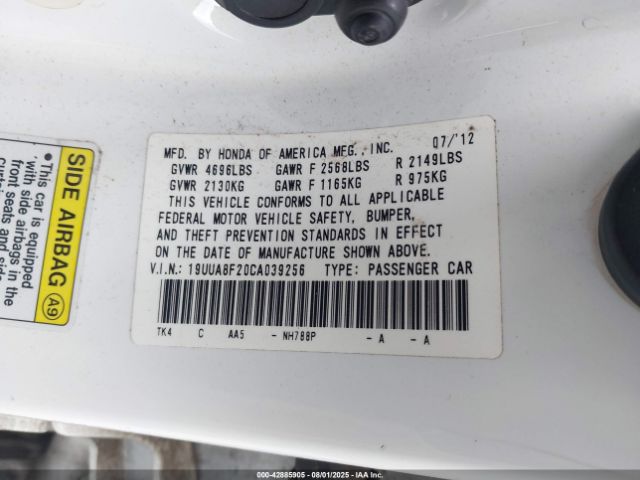 2012 ACURA TL 19UUA8F20CA039256 Photo 8