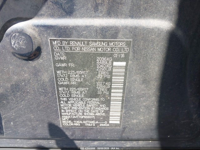 KNMAT2MT7GP656371 Nissan Rogue