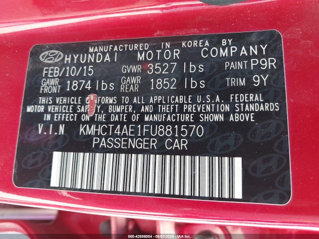 KMHCT4AE1FU881570 Hyundai dohc gdi gamma