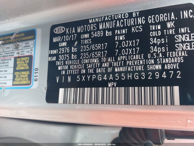 5XYPG4A55HG329472 KIA Sorento