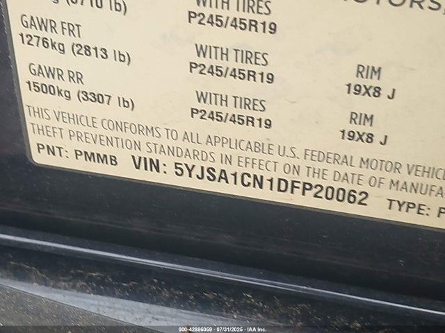 2013 TESLA MODEL S 5YJSA1CN1DFP20062 Photo 8