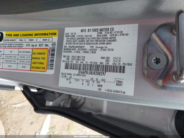 Ford 2.0l 4v atk hev 2018 3FA6P0LU8JR208297 Image 9