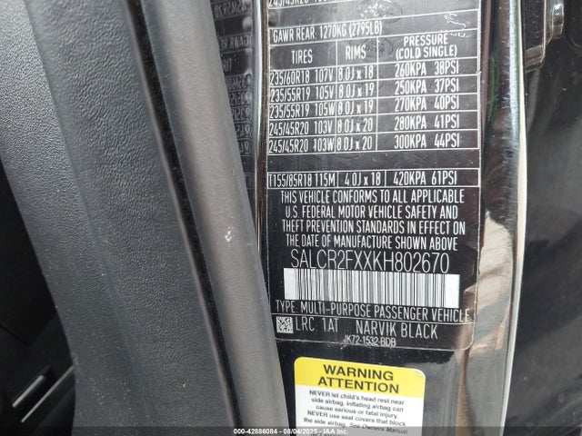 SALCR2FXXKH802670 Land Rover aj20p