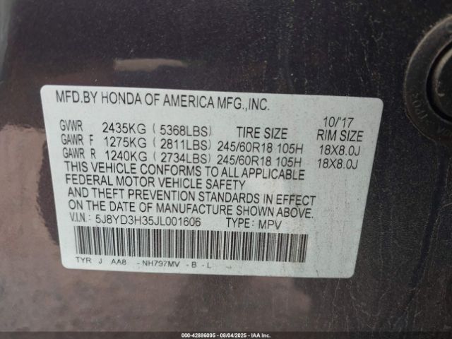 2018 ACURA MDX 5J8YD3H35JL001606 Photo 8