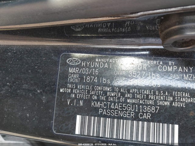 Hyundai dohc gdi gamma 2016 KMHCT4AE5GU113687 Image 9