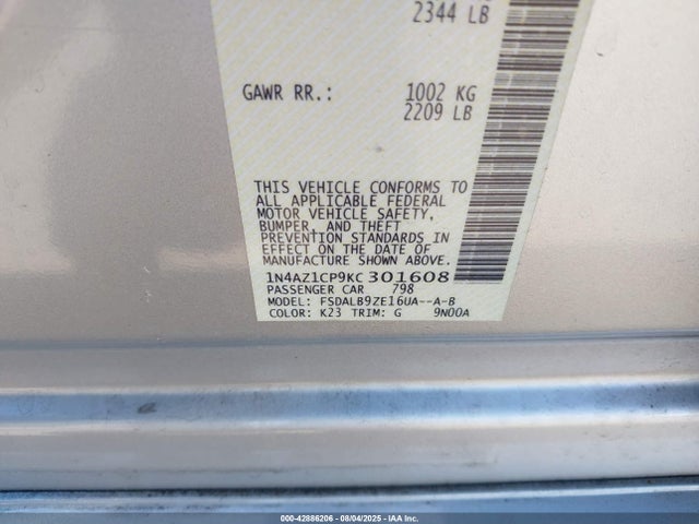 Nissan 2019 2019 1N4AZ1CP9KC301608 Image 9