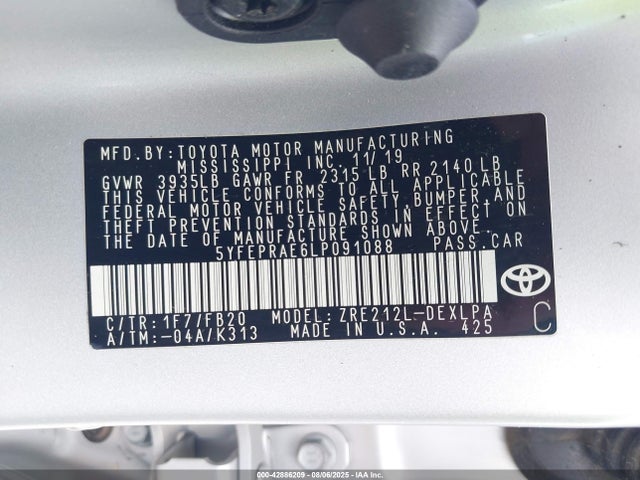 Toyota 2zr-fae 2020 5YFEPRAE6LP091088 Image 9