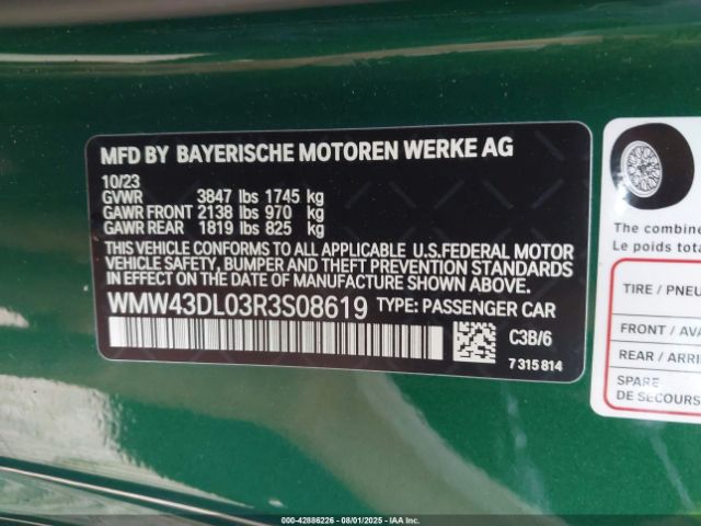 2024 MINI CONVERTIBLE WMW43DL03R3S08619 Photo 8