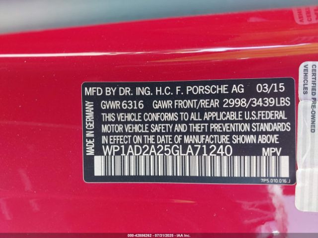 2016 PORSCHE CAYENNE WP1AD2A25GLA71240 Photo 8