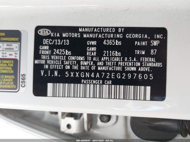 5XXGN4A72EG297605 KIA dohc gdi theta ii