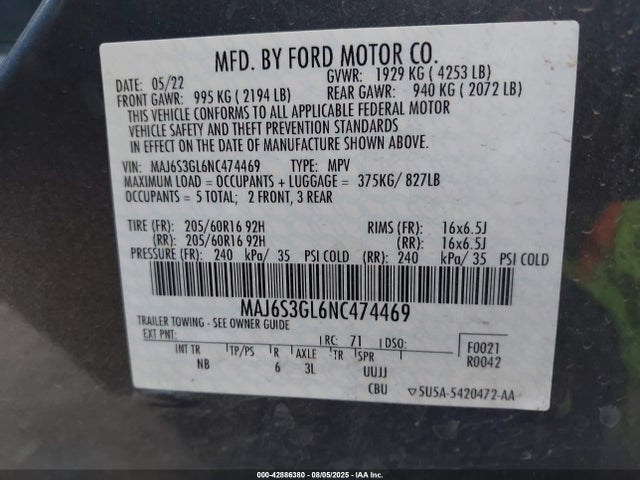 Ford 2022 2022 MAJ6S3GL6NC474469 Image 9