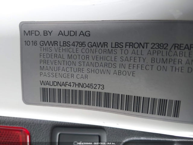 2017 AUDI A4 WAUDNAF47HN045273 Photo 8