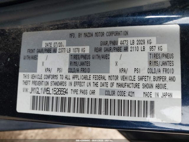 2020 MAZDA MAZDA6 JM1GL1VM5L1526694 Photo 8