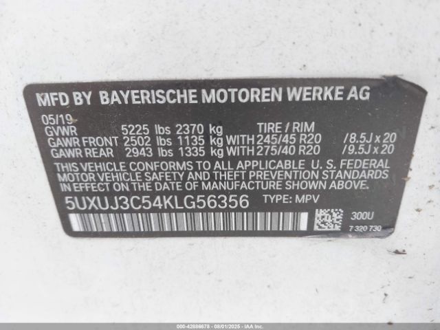 2019 BMW X4 5UXUJ3C54KLG56356 Photo 8