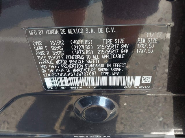 Honda r18z9 2018 3CZRU5H57JM707081 Image 9