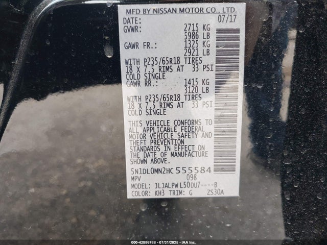 5N1DL0MN2HC555584 Infiniti QX60