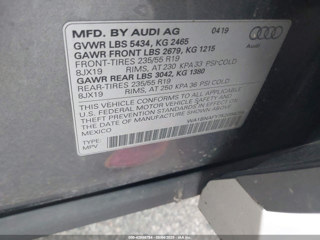 2019 AUDI Q5 WA1BNAFY7K2094294 Photo 8