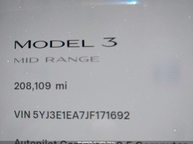 Tesla MODEL 3 2018 5YJ3E1EA7JF171692 Image 15