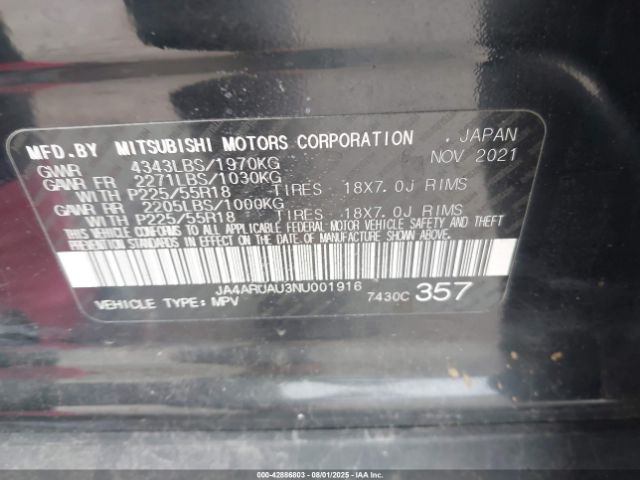 2022 MITSUBISHI OUTLANDER SPORT JA4ARUAU3NU001916 Photo 8