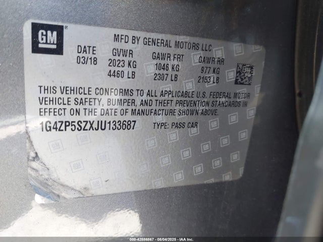 1G4ZP5SZXJU133687 Buick lhn - spark-ignited direct injection, variable valve timing, bas, gen 3