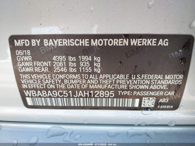 WBA8A9C51JAH12895 BMW 2018