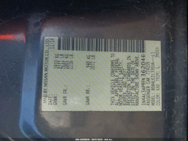 1N4AL3AP9FN362046 Nissan 2015