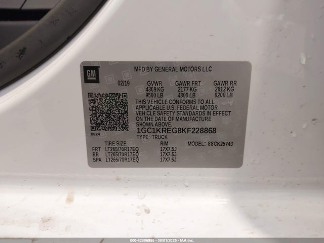 Chevrolet l96 - e85 max, iron 2019 1GC1KREG8KF228868 Image 9