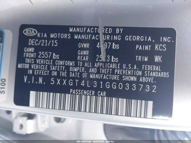 5XXGT4L31GG033732 KIA t-gdi theta ii