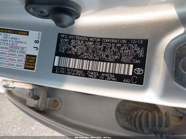 Toyota 2zr-fxe+3jm 2014 JTDKN3DU6E1770360 Image 9