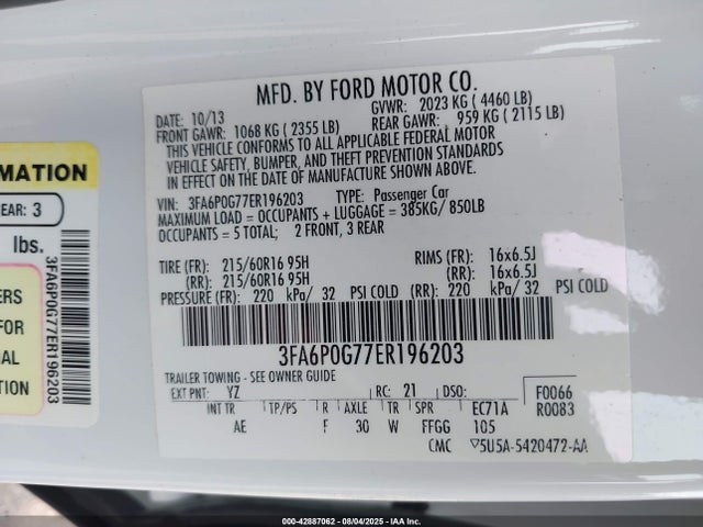 Ford Fusion 2014 3FA6P0G77ER196203 Image 9