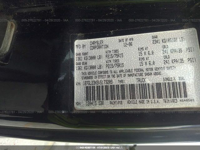 1997 DODGE DAKOTA 1B7GL23X3VS173209 Photo 8
