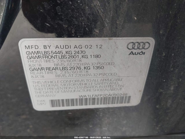 2012 AUDI Q5 WA1LFAFP2CA090248 Photo 8